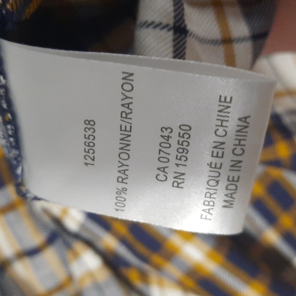 Rachel Roy Long Sleeve Navy Blue Dark Yellow Plaid BF Style Button Up Shirt - Picture 12 of 13